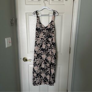 Abercrombie & Fitch Black and Cream Floral Midi Dress